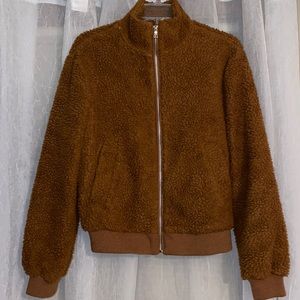 Brown teddy coat.